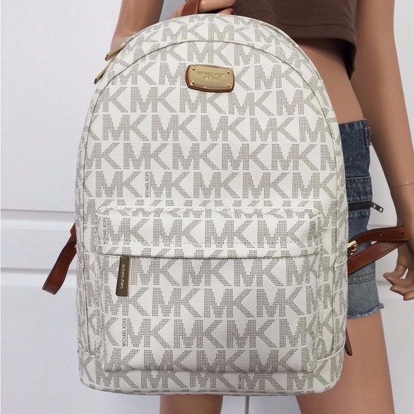Michael Kors White Monogram Backpack - Picture 1 of 16